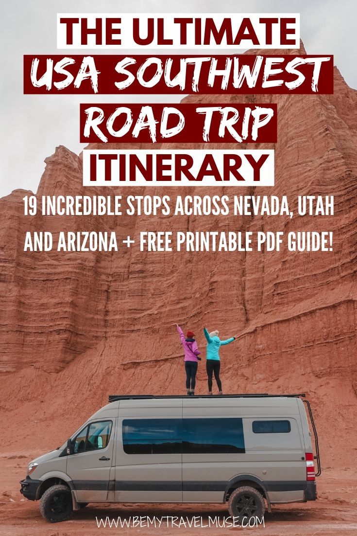 Click to check out the ultimate American Southwest road trip itinerary through Nevada, Utah and Arizona, with 16 stops at national parks and monuments including the Grand Canyon, Horseshoe Bend, Zion, Antelope Canyon  more. Essential tips on accommodation and budget included. #AmericanSouthwest #RoadTrip