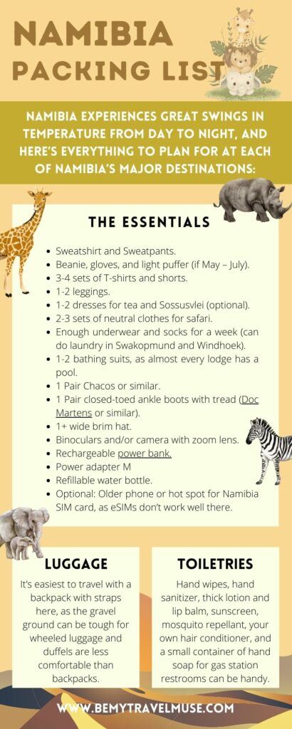 Namibia packing list